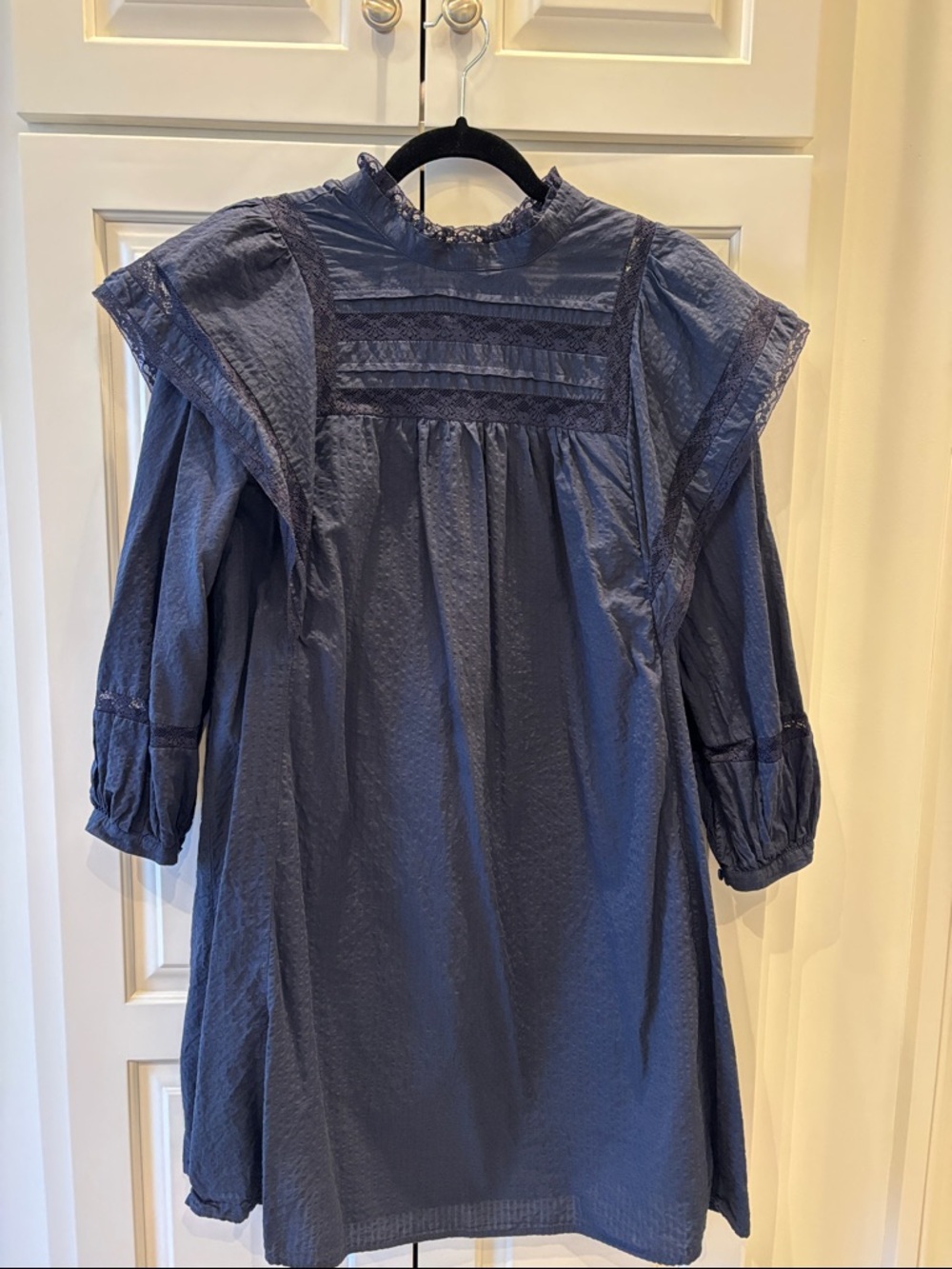 Anthropologie Indigo Peasant Dress with Ruffled Yoke